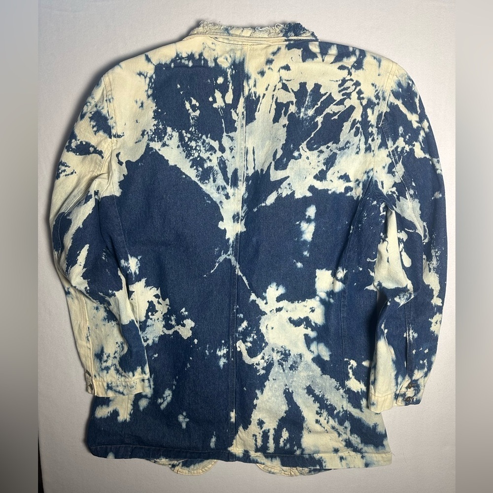 Cricket Blues Vintage Deconstruct Western Blazer Large Bleach Wash Rodeo Denim - Picture 8 of 8